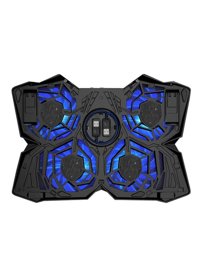 لوح تبريد للابتوب بتصميم مسطح ويعمل بمنفذ USB ومزود بإضاءة LED الأسود / الأزرق - Image 1