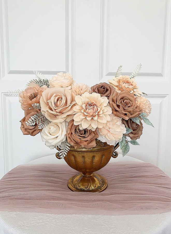 FACINOC Roses Artificial Flowers Nude Fake Flower for DIY Wedding Bouquet Bridal Baby Shower Decorations Party Table Centerpieces Cake Decorating Silk Floral Arrangement Home Decor Indoor Taupe Beige - Image 5