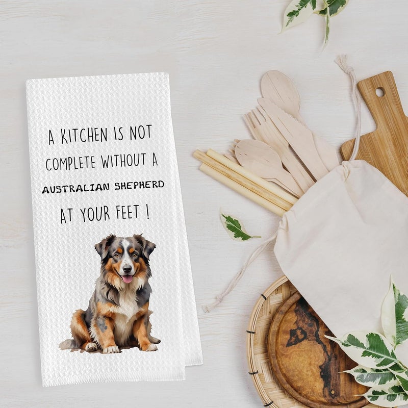 Geqtt Gqtt Australian Shepherd Dish Towels Set - Funny Decorative Waffle Kitchen Towels, Hand Tea Towels, Gifts (1624 Inches, Set of 2) - Image 3