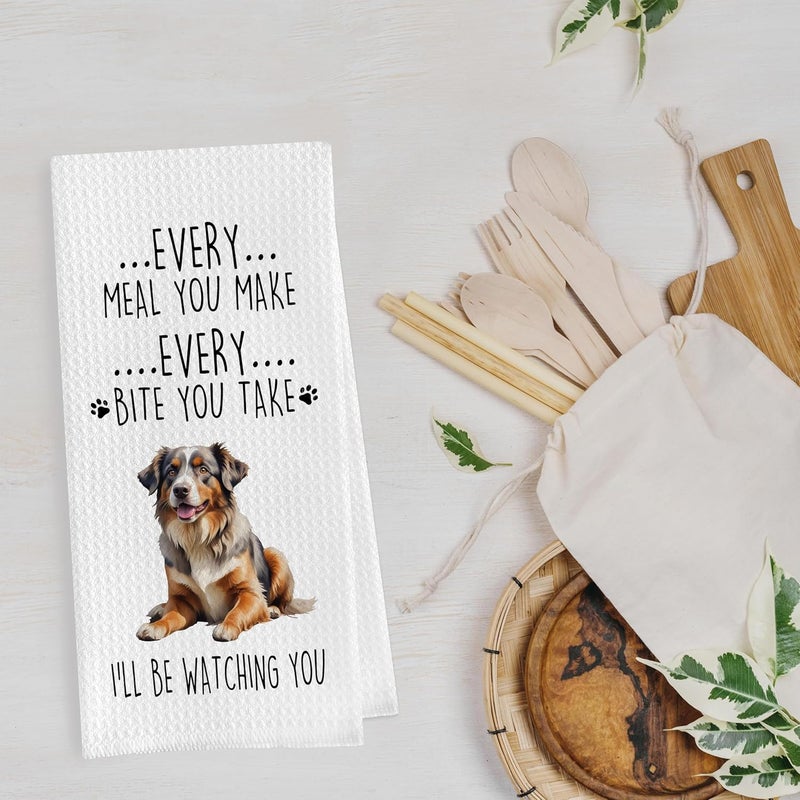 Geqtt Gqtt Australian Shepherd Dish Towels Set - Funny Decorative Waffle Kitchen Towels, Hand Tea Towels, Gifts (1624 Inches, Set of 2) - Image 4