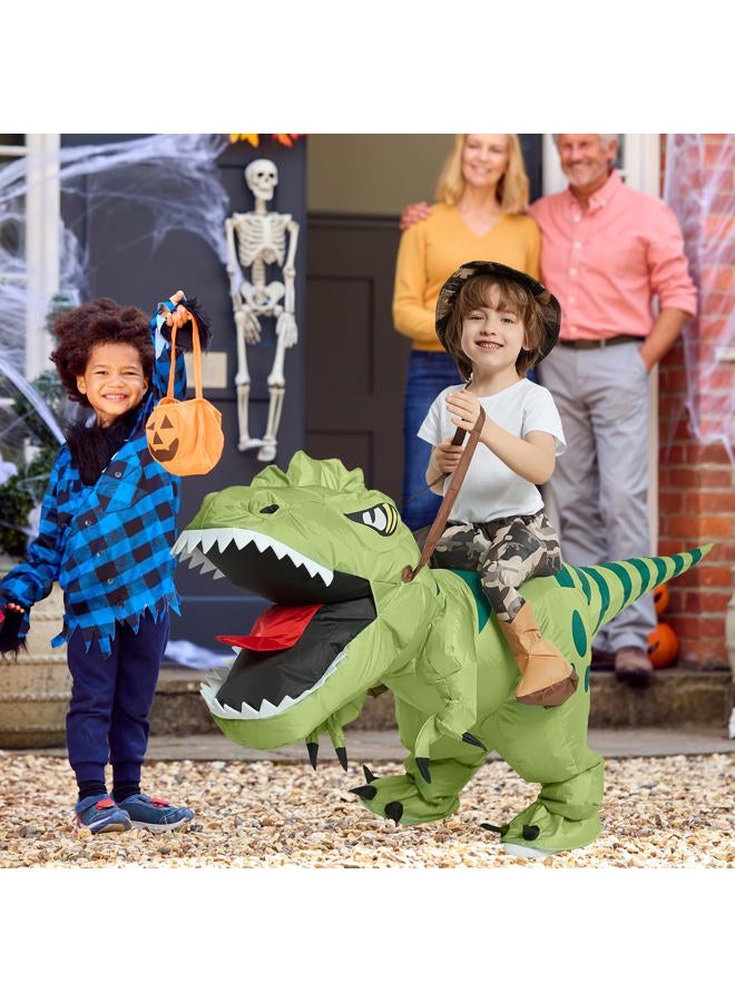One Casa Inflatable Dinosaur Costume Riding T Rex Air Blow up Funny Fancy Dress Party Halloween Costume for Kids 4-6 Yrs - Image 2
