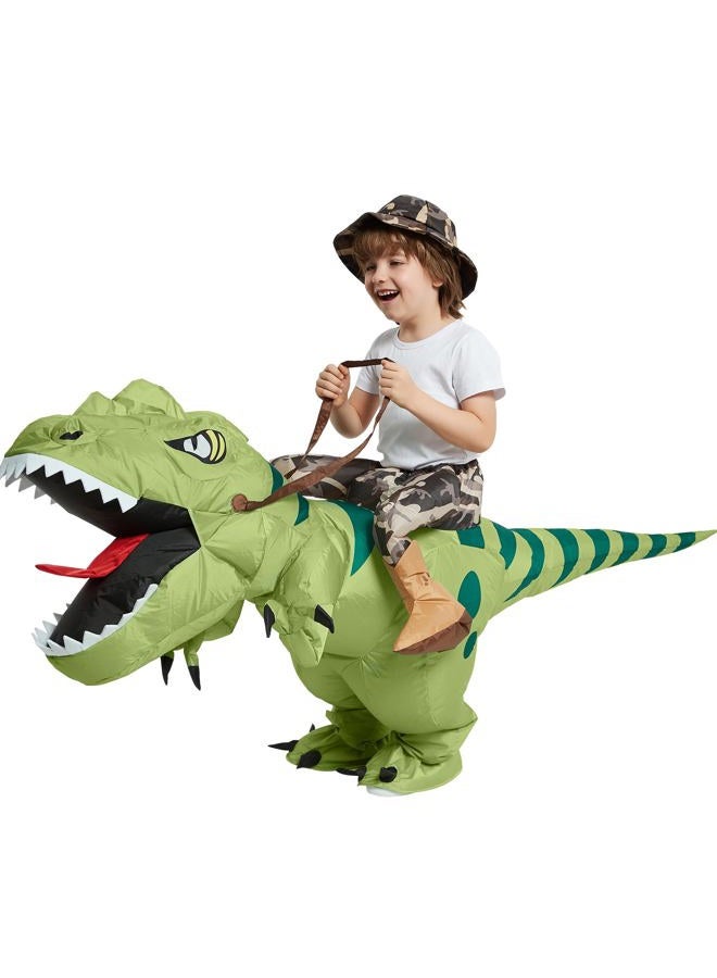 One Casa Inflatable Dinosaur Costume Riding T Rex Air Blow up Funny Fancy Dress Party Halloween Costume for Kids 4-6 Yrs - Image 4