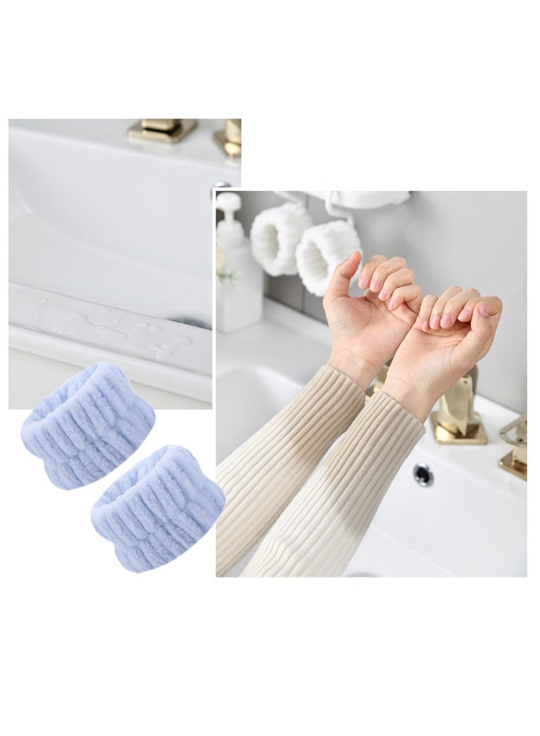 Ladies Face Washing Anti Wet Three Piece Set Coral Fleece Water Absorbent Hair Band Wrist Band Face Washing Skincare Anti Wet Tool - Image 5