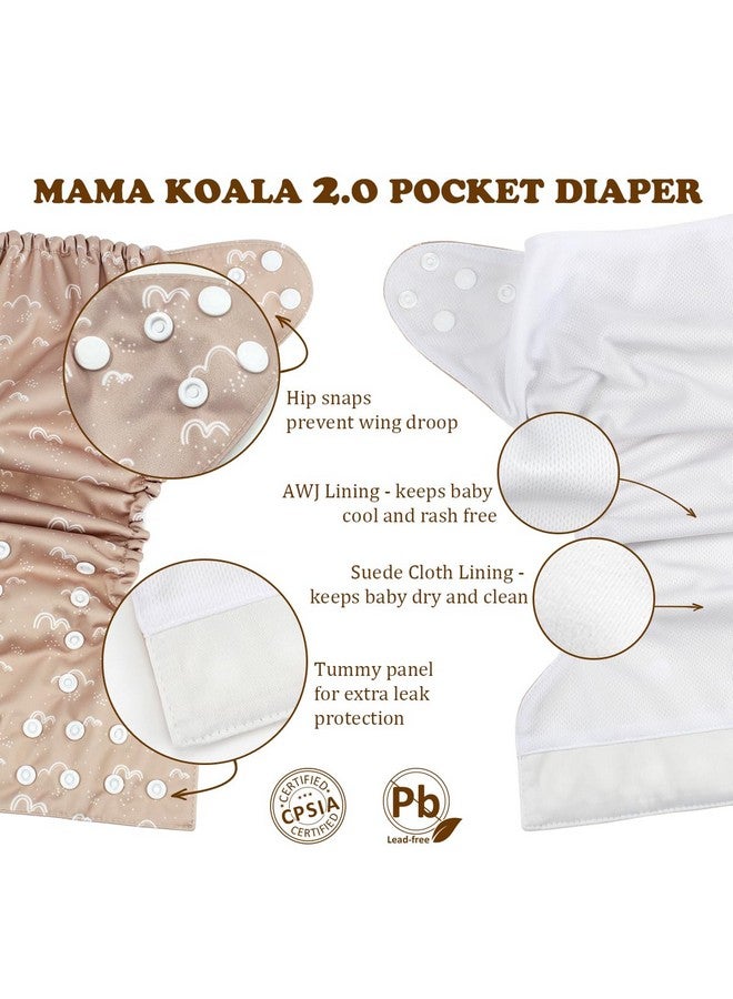 ماما كوالا 2.0 حفاضات قماشية للأطفال ببطانة أوج، 6 عبوات مع 6 حفاضات من قماش الخيزران قابلة لإعادة الاستخدام وقابلة للغسل (محايدة ببساطة) - Image 5