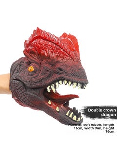 Dinosaur Hand Puppet Gloves Soft Rubber Triangle Tyrannosaurus Rex Kidsren's Artificial Animal Model Shark Shark Arm Head Boy Toy-Color:Double Crown Dragon Hand Puppet