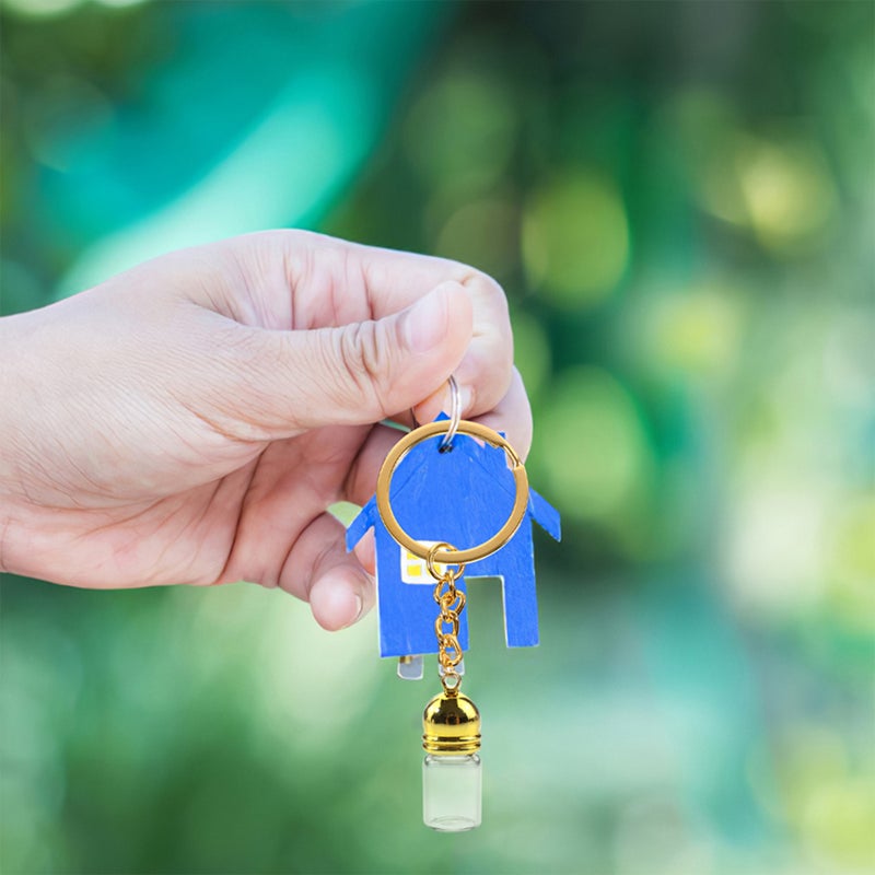 Transparent Glass Bottle Pendant Keychain Small Glass Vials For Perfume Decorative Travel Jars Keychain Cute Wish Bottles Keyring (Small) - Image 2