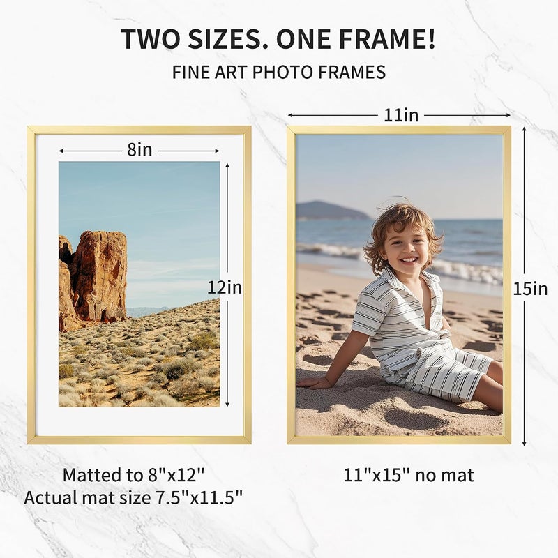 Fun Memories إطار صور 8.5x11 من ذكريات ممتعة مع حشوة قابلة للإزالة مقاس 6x8، إطارات صور ألومنيوم 8.5x11 - مثالي للعرض على الحائط أو الطاولة - يتضمن ملحقات تعليق وخطاف حائط - رمادي - مجموعة من 1 - Image 3