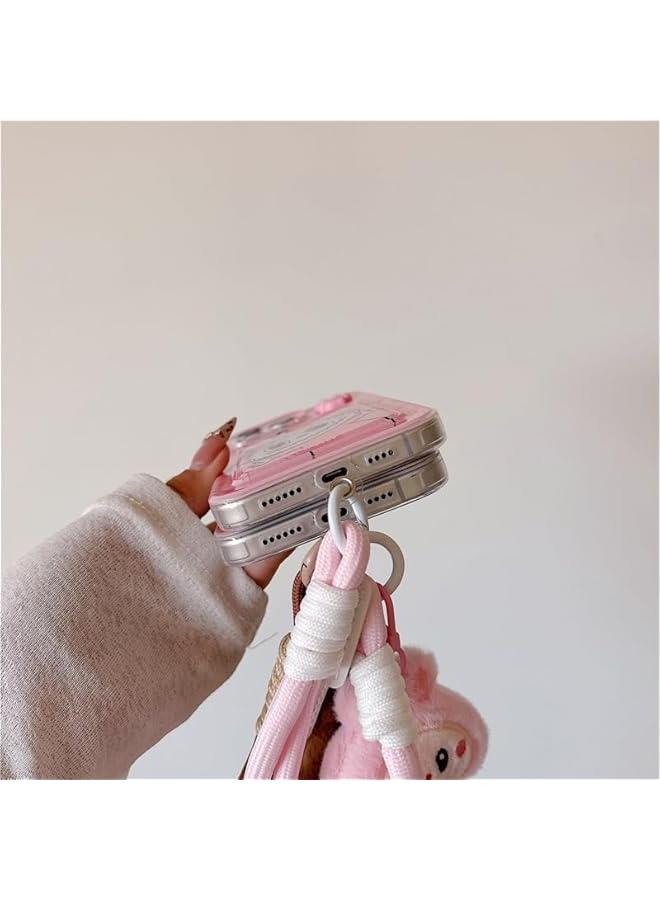 Arabest Pink LABUBU Lanyard Phone Case for iPhone 15, TPU Kawaii Silicone, Scratch Resistant and Shockproof for Girls and Women - Image 3