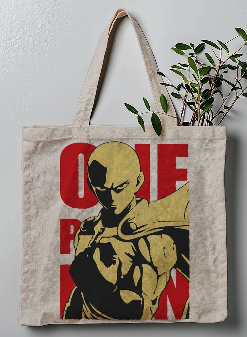 LOWHA Polyester Tote Bag with Shoulder Straps and One Punch Man Anime Pattern  - Image 1