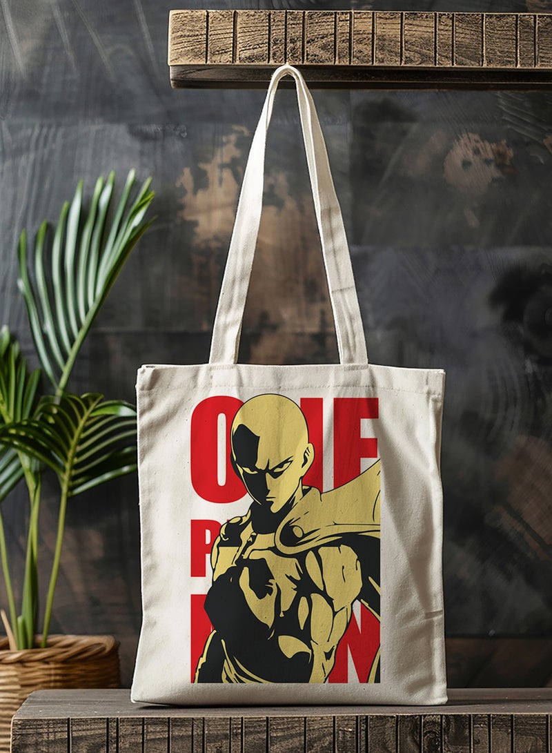LOWHA Polyester Tote Bag with Shoulder Straps and One Punch Man Anime Pattern  - Image 3
