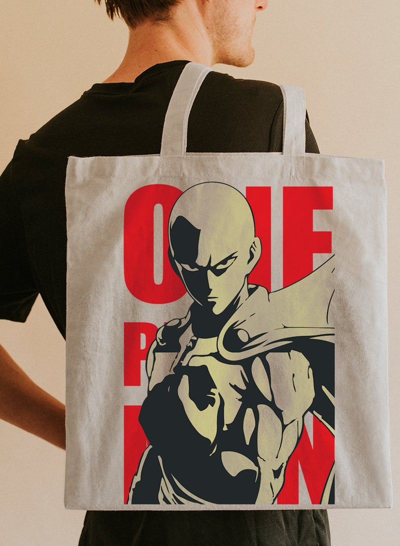 LOWHA Polyester Tote Bag with Shoulder Straps and One Punch Man Anime Pattern  - Image 2