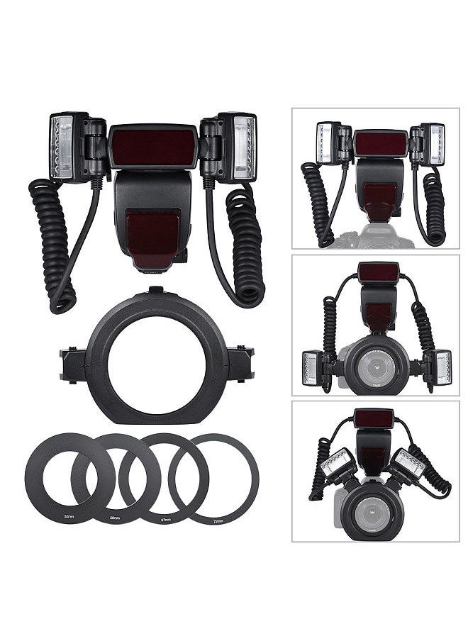 Generic - E-TTL Macro Flash Speedlite 5600K with 2pcs Flash Heads and 4pcs Adapter Rings for Canon EOS 1Dx 5D3 6D 7D 70D 80D Cameras - Image 1