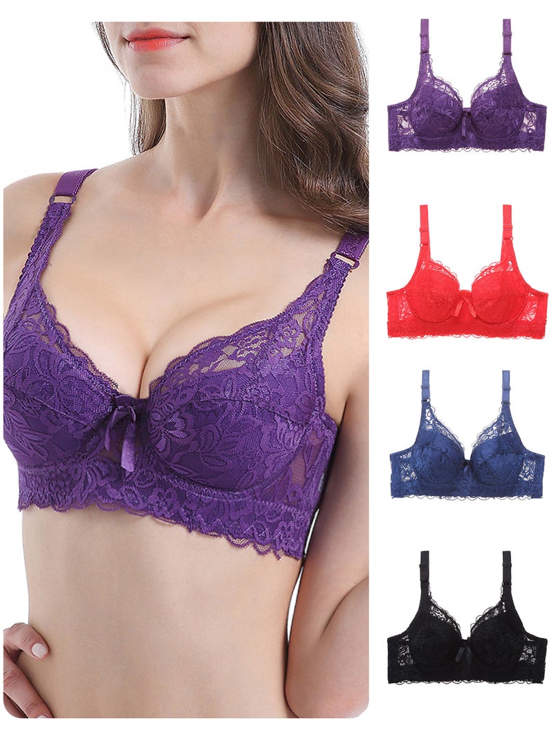 Women Lace Bra with Underwire Thin Padded Plus Size Bras - Image 4