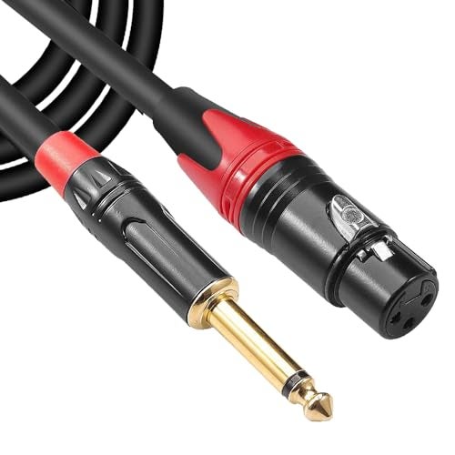 Imaginea XLR Female to 6.35mm (1/4 Inch) TS Jack 3PIN Female Cord Wire Microphone Cable for Party Speaker/Amplifier/Keyboard Guitar Cable (Pack of 1, 3 Meter) - Image 1