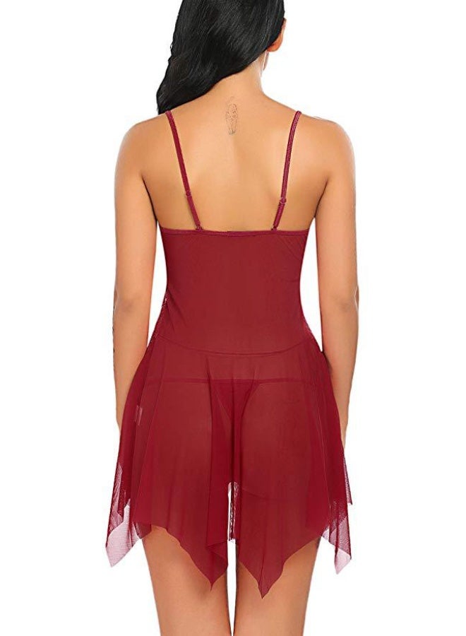 Ladies' Sexy Lace Lingerie Set,  Sheer Mesh Nightdress, Adjustable Straps Babydoll Sleepwear for Women - Image 2