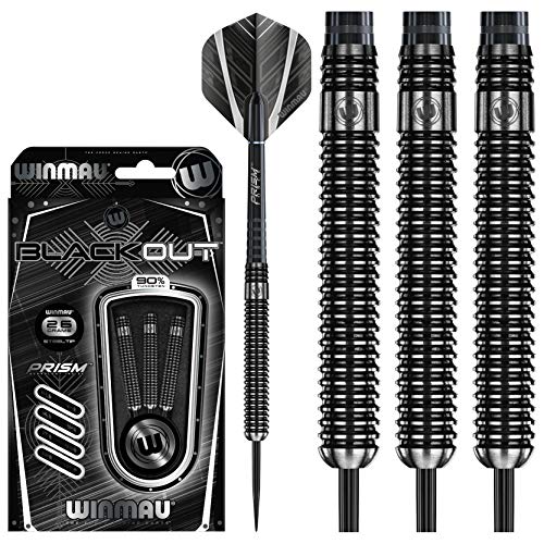 Winmau Blackout 26 Gram Tungsten Darts Set with Flights and Shafts (Stems) - Image 1