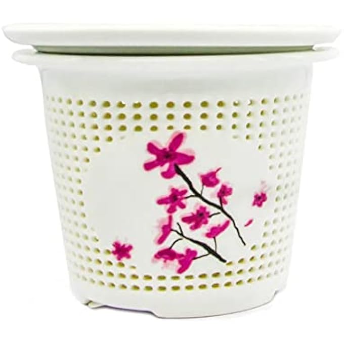 تيلاند فلتر شاي زهر الكرز المتين من البورسلين مع غطاء لنقع الأوراق السائبة من شاي أولونغ الأسود العشبي وشاي شو بوير الأخضر المزهر 7×55 سم - Image 1