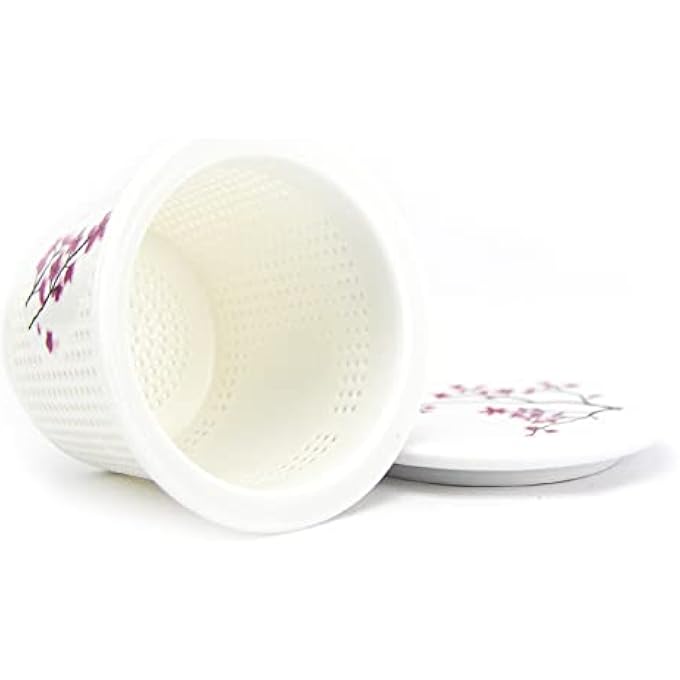 تيلاند فلتر شاي زهر الكرز المتين من البورسلين مع غطاء لنقع الأوراق السائبة من شاي أولونغ الأسود العشبي وشاي شو بوير الأخضر المزهر 7×55 سم - Image 2