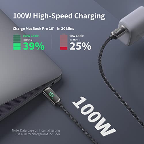 SOOPII USB C to USB C Cable 10FT2Pack 100W PD Fast Charging USB C Cable Nylon Braided TypeC Cable with LED Display for lPhone 1515 Plus MacBook Pro Samsung Galaxy S22S10 Pixel LG - Image 3