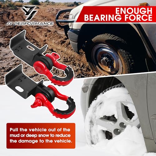 JY PERFORMANCE Front Demon Tow Hook Brackets with 3/4in Shackle D Rings Compatible with Fits for Toyota Tacoma 2009-2023 - Image 4