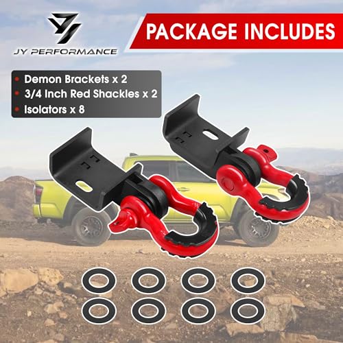 JY PERFORMANCE Front Demon Tow Hook Brackets with 3/4in Shackle D Rings Compatible with Fits for Toyota Tacoma 2009-2023 - Image 5