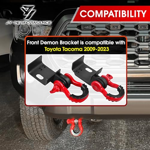 JY PERFORMANCE Front Demon Tow Hook Brackets with 3/4in Shackle D Rings Compatible with Fits for Toyota Tacoma 2009-2023 - Image 2