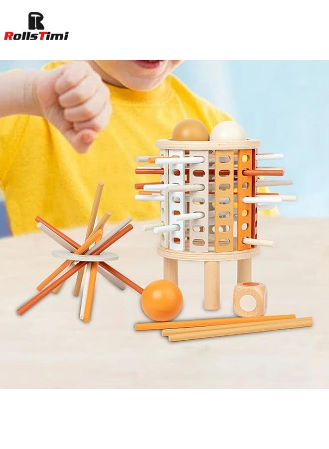 رولستيمي لوح خشبي لعبة ، رسم عصا لعبة الملونة عصا خشبية النرد لعبة مجلس لعبة طفل السفر لعبة لعبة الأسرة التعليمية ، عصا خشبية ملونة النرد لعبة للأعمار 3+ - Image 2