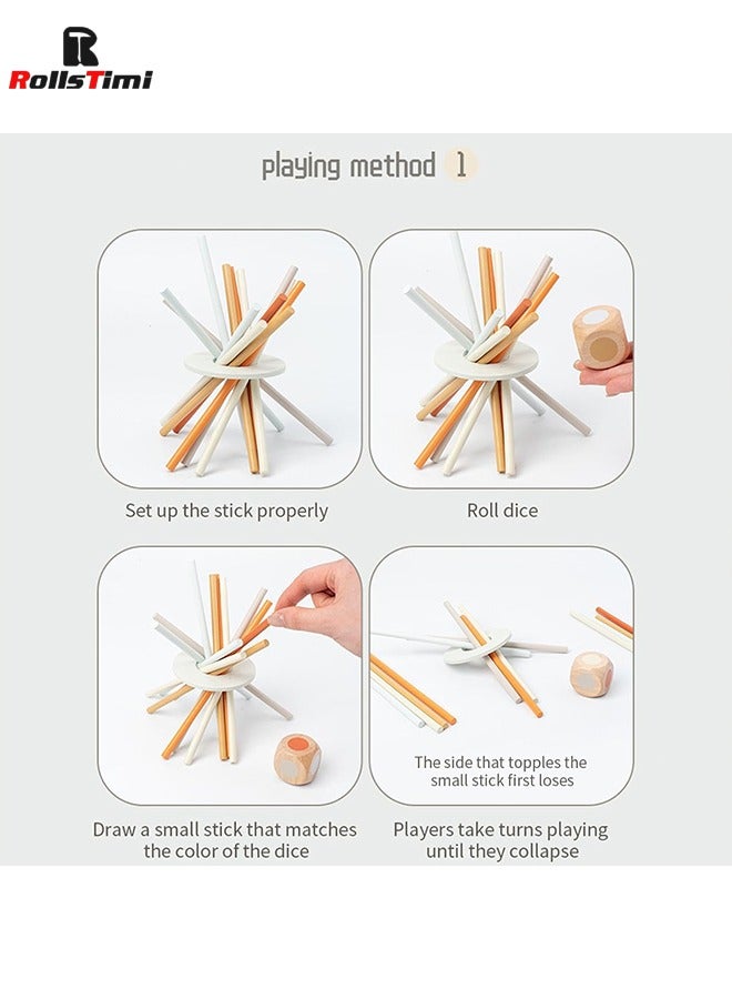 رولستيمي لوح خشبي لعبة ، رسم عصا لعبة الملونة عصا خشبية النرد لعبة مجلس لعبة طفل السفر لعبة لعبة الأسرة التعليمية ، عصا خشبية ملونة النرد لعبة للأعمار 3+ - Image 3