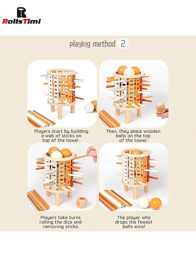 رولستيمي لوح خشبي لعبة ، رسم عصا لعبة الملونة عصا خشبية النرد لعبة مجلس لعبة طفل السفر لعبة لعبة الأسرة التعليمية ، عصا خشبية ملونة النرد لعبة للأعمار 3+ - Image 4