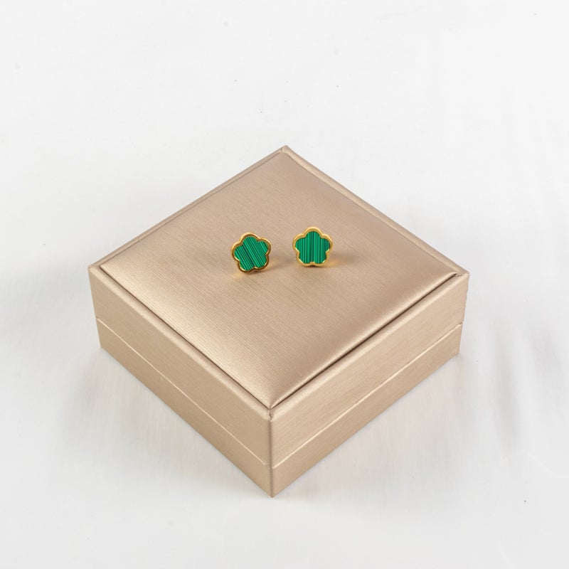 Golden Green Stainless Steel Clover Earring