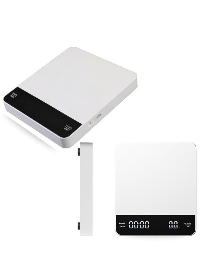 ARABIQO Mini Coffee Scale with Timer – 3kg/0.1g High Precision Espresso Scale for Pour Over & Drip Coffee, Portable Digital Kitchen Scale with Automatic Timer, Barista Brewing Scale (White) - Image 1