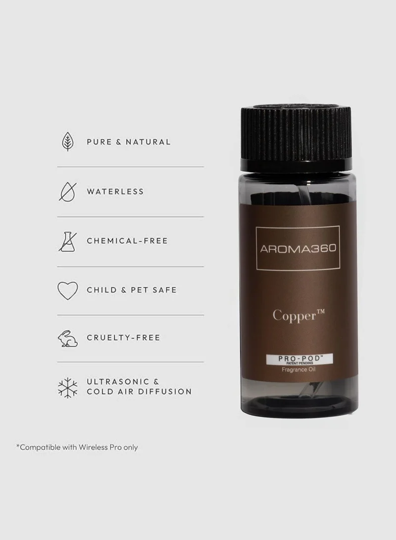أروما 360  Copper Pro-Pod Oil Blend - Perfume Inspired for Luxury Essential Oil Diffusers - Aromatherapy Scent Diffuser Oil - Pear Blossom, Tuberose, Orange Flower, and Guaicwood - 50 mL, 1.7 fl oz