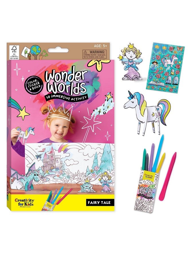 Creativity for Kids كتاب تلوين ثلاثي الأبعاد عوالم العجائب حكايات خرافية يونيكورن وأميرة مجموعة فنون تلوين للأطفال هدايا للأولاد والبنات أعمار 58+ - Image 2