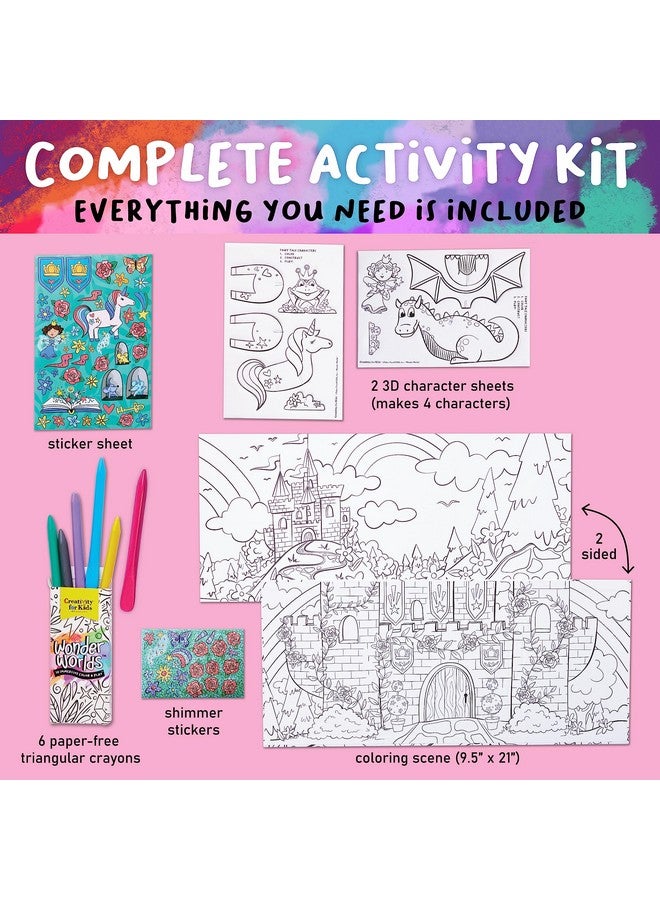 Creativity for Kids كتاب تلوين ثلاثي الأبعاد عوالم العجائب حكايات خرافية يونيكورن وأميرة مجموعة فنون تلوين للأطفال هدايا للأولاد والبنات أعمار 58+ - Image 4