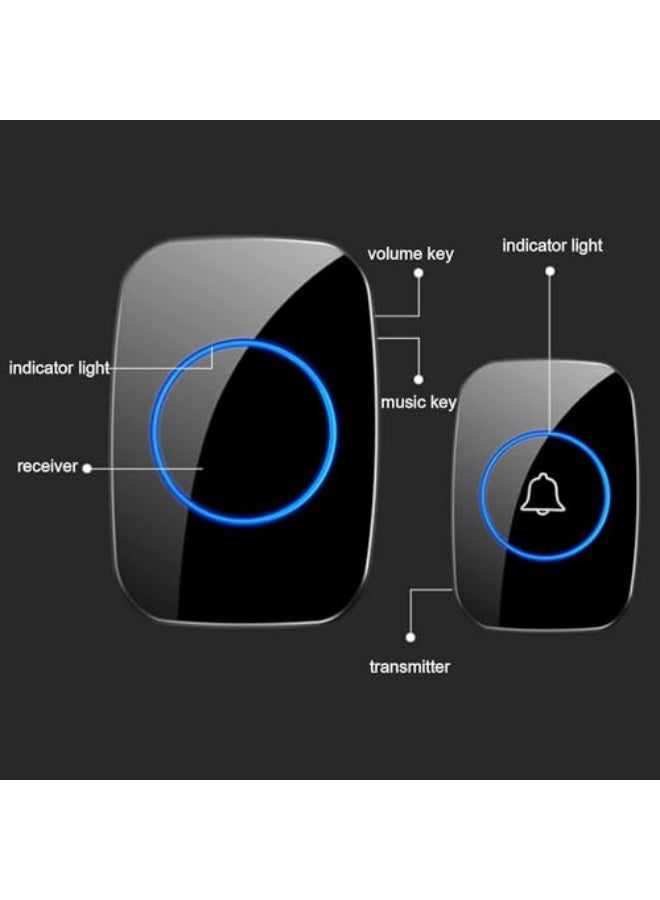 HSYDIY Wireless Doorbell, Waterproof Doorbell Kit Over 1000 Feet Range 60 Chimes, 5 Levels Volume and LED Flash for Home Office Classroom (White) - Image 2