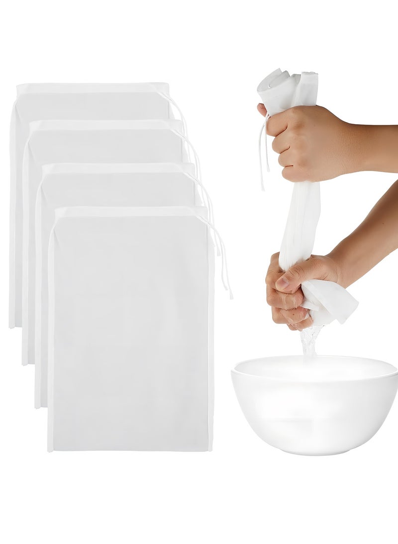 4 Pack Nylon Straining Bags, Fine Mesh Food Strainer, Reusable Filter Bags for Nut Milk, Juice, Yogurt, Soup, Cheese, and Coffee (20 x 30 CM)  - Image 1
