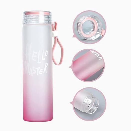 SHOPELLA Hello Master Borosilicate Glass Water Bottle Transparent Durable and Stylish Bottle for Home Office School Gym Outdoor Activities and Traveling - Image 3