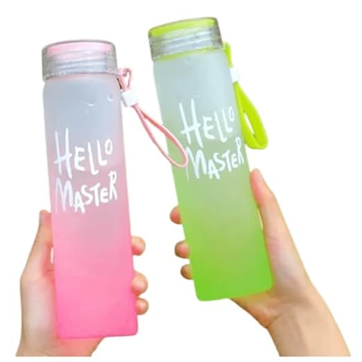 SHOPELLA Hello Master Borosilicate Glass Water Bottle Transparent Durable and Stylish Bottle for Home Office School Gym Outdoor Activities and Traveling - Image 1