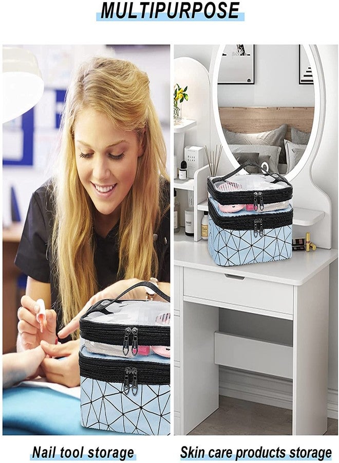 VANKALP | Luxury Double Layer Cosmetic Bag | Transparent Makeup Bags | Premium Cosmetic Pouches with 2 Zipper |Toiletry Kit Pouch with Brush Holder | for Women & Girl Travel Wash Bag | (Blue) - Image 4