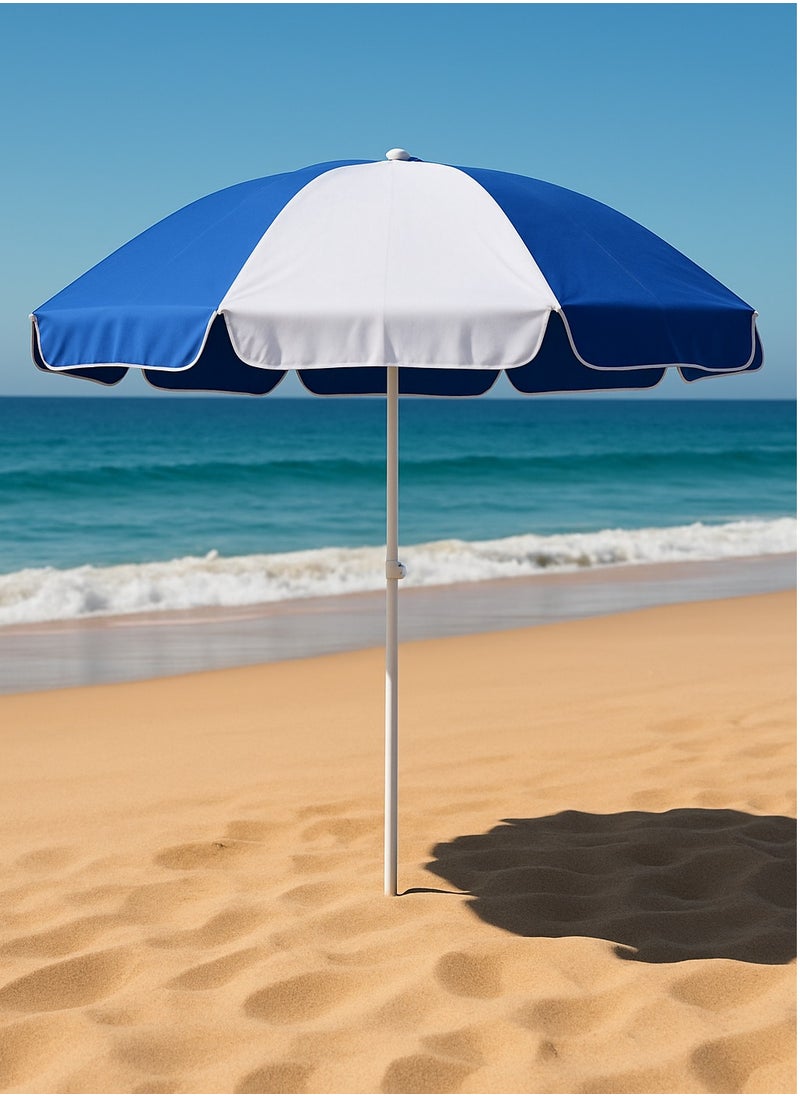 Workland Beach Umbrella With Bracket Blue/White Color – 2.4 Meters  - Image 1