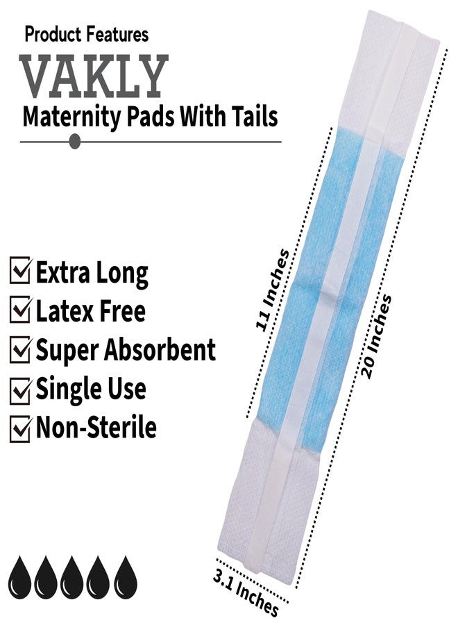 Vakly Postpartum Maternity Pads with Tails [24 Pack] Large 3''x20'' Maximum Absorbency Heavy Flow Postpartum Incontinence Pads - Ultra Soft Disposable Nursing Pads for New Moms (24) - Image 2