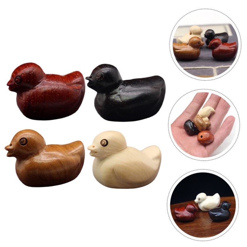 4 Pcs Mini Wooden Animal Charms DIY Craft Ornaments Hanging Figurines For Home Decor - Image 4