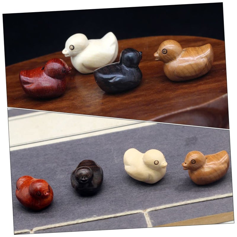 4 Pcs Mini Wooden Animal Charms DIY Craft Ornaments Hanging Figurines For Home Decor - Image 5