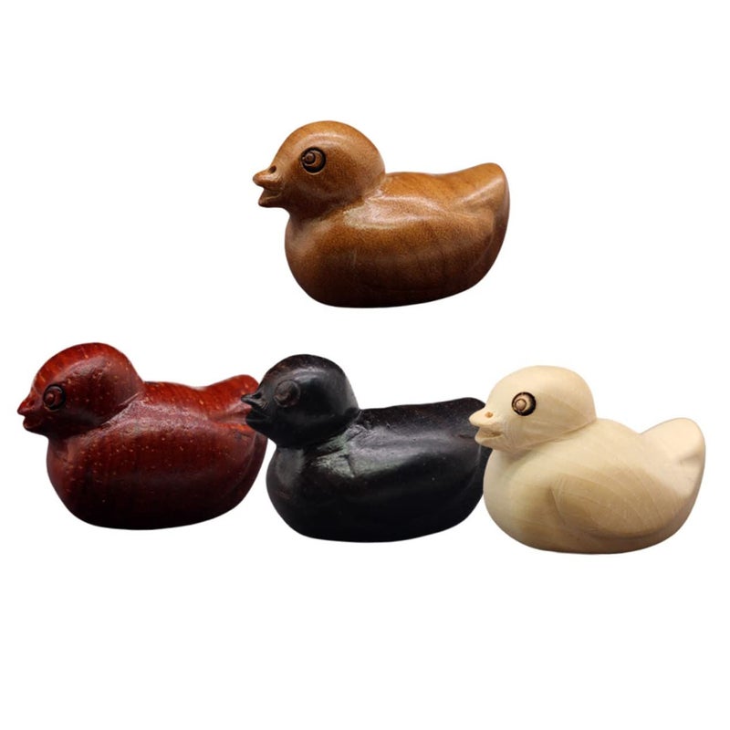 4 Pcs Mini Wooden Animal Charms DIY Craft Ornaments Hanging Figurines For Home Decor - Image 2