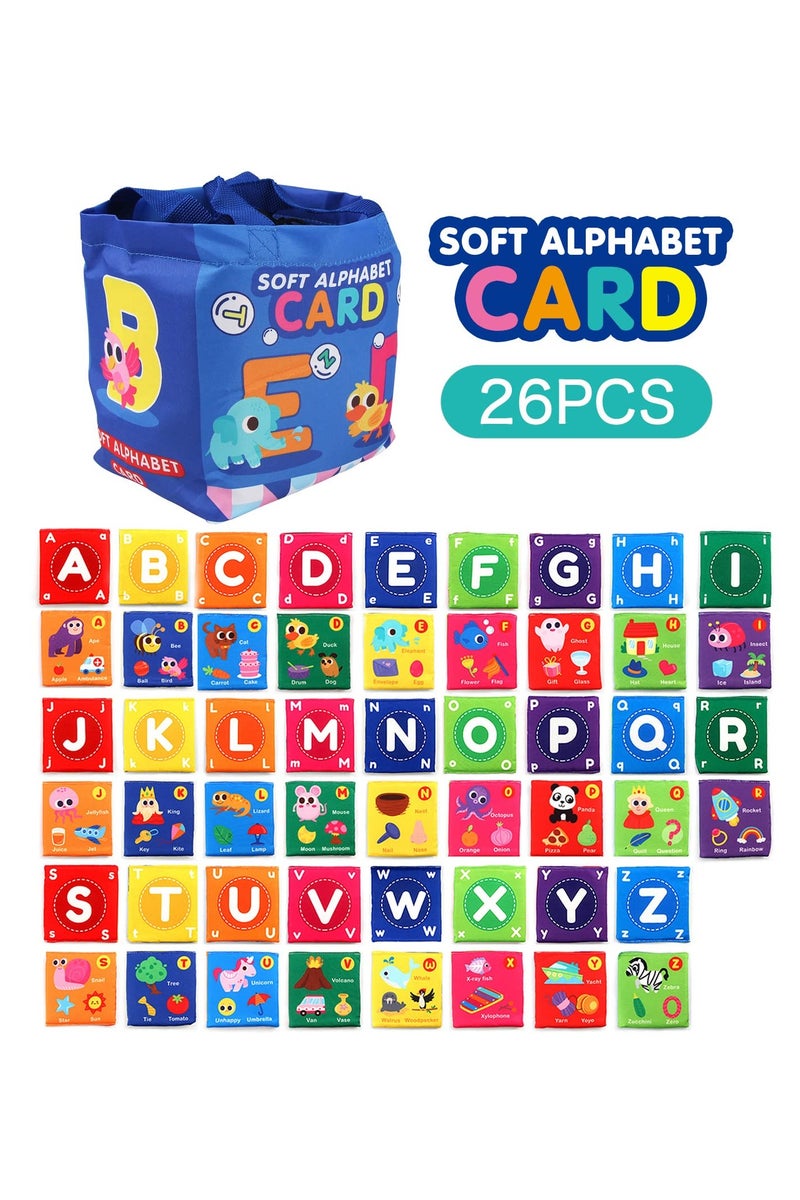 Soft Alphabet Cards Toys – 26Pcs ABC Animal Cloth Flashcards, Early Learning Sensory Book, Baby Interactive Educational Toys with Storage Bag for Newborns, Infants, Tummy Time, Preschool Kids - Image 2