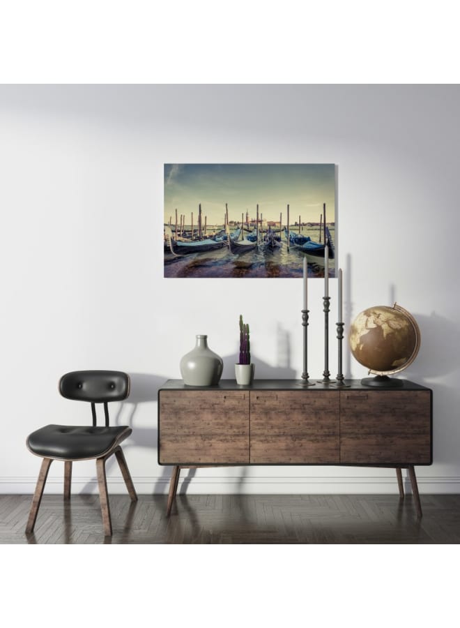 Home Gallery Berth with gondolas venice italy Printed canvas wall art 120x80 - Image 2