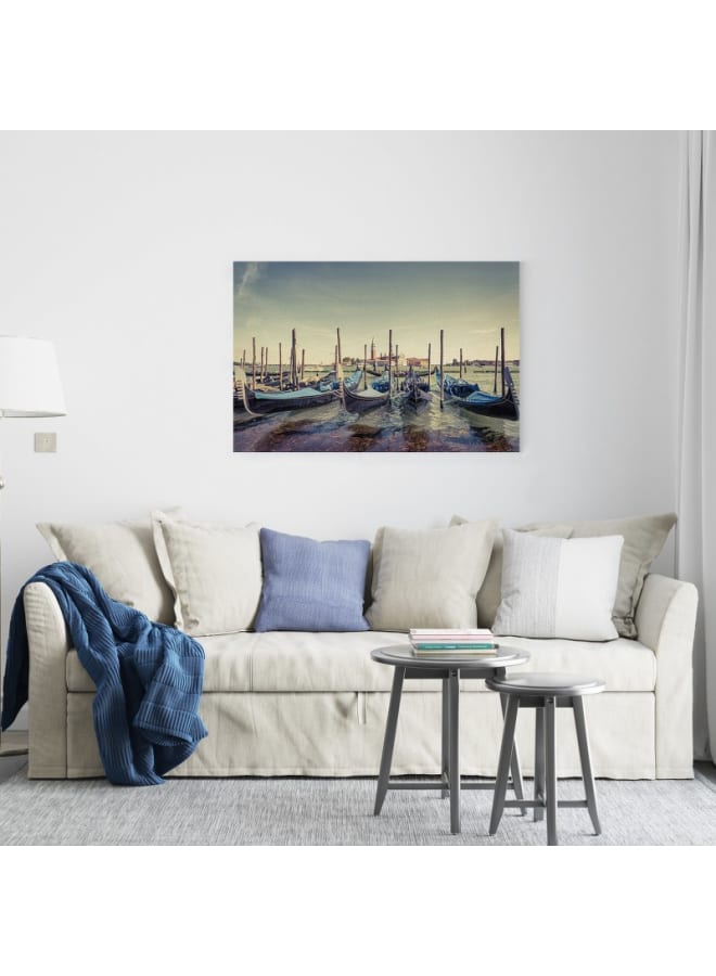 Home Gallery Berth with gondolas venice italy Printed canvas wall art 120x80 - Image 3