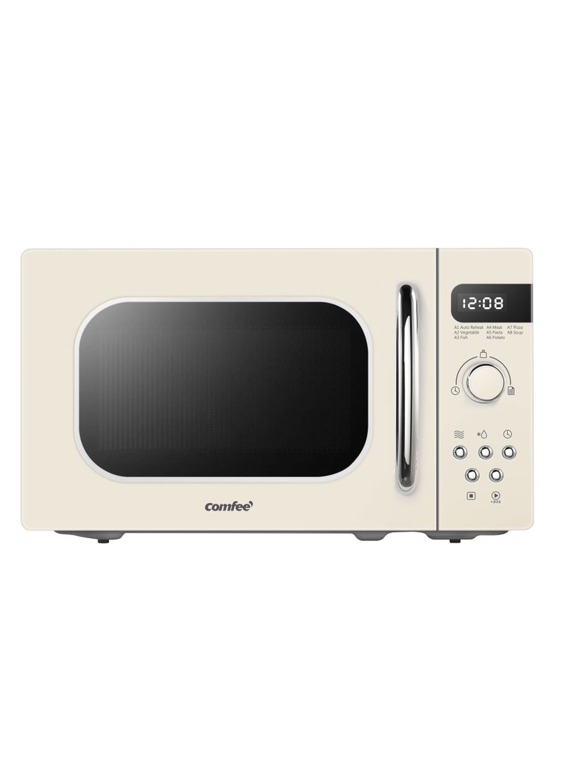 Comfee' Microwave Oven 20L Retro Vintage Microwave Oven with 8 Automatic Menus, 5 Power Levels, Elegant Design, Easy to Use, Compact Size 800 W-Retro Apricot  - Image 1