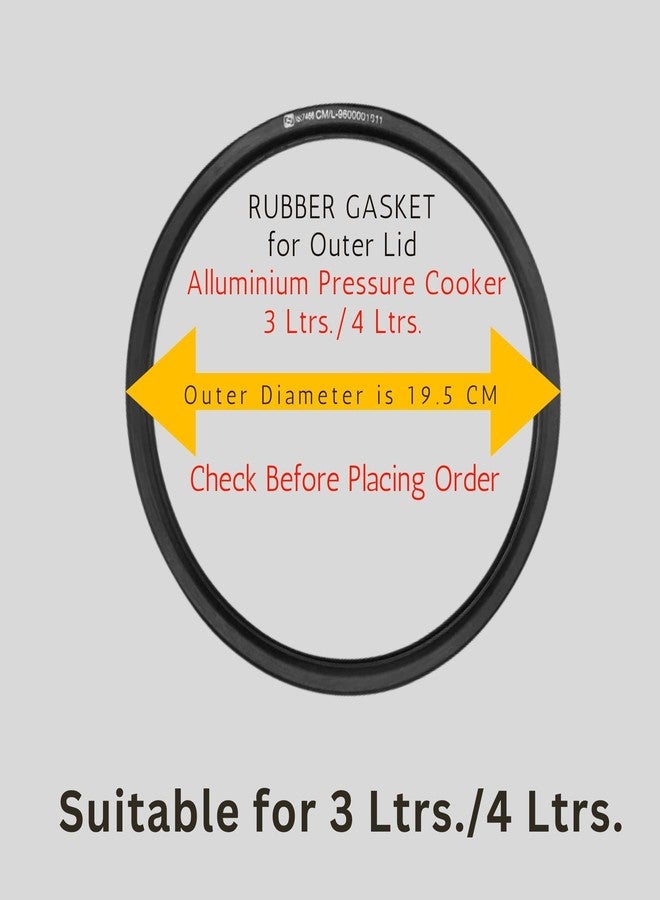 Mini Rubber Gasket for Pressure Cooker Lid, Black, 19.5 cm Outer Diameter, Compatible with Prestige, Premier, Butterfly, Nandi, Kaviraj, Pigeon 3L/4L Aluminium Cookers - Image 2
