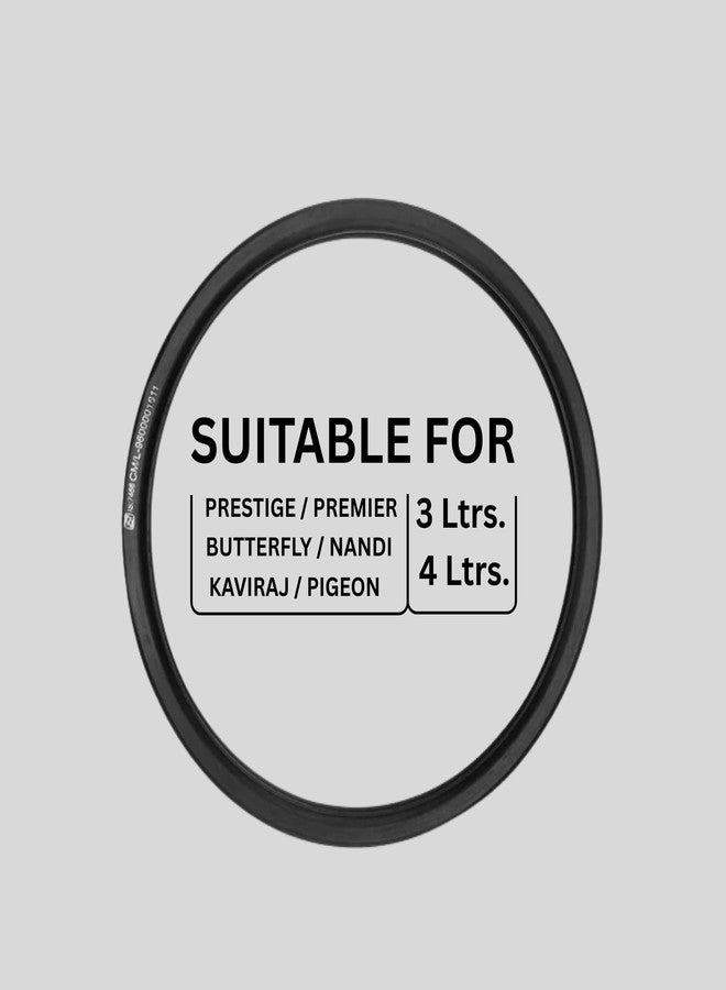 Mini Rubber Gasket for Pressure Cooker Lid, Black, 19.5 cm Outer Diameter, Compatible with Prestige, Premier, Butterfly, Nandi, Kaviraj, Pigeon 3L/4L Aluminium Cookers - Image 1
